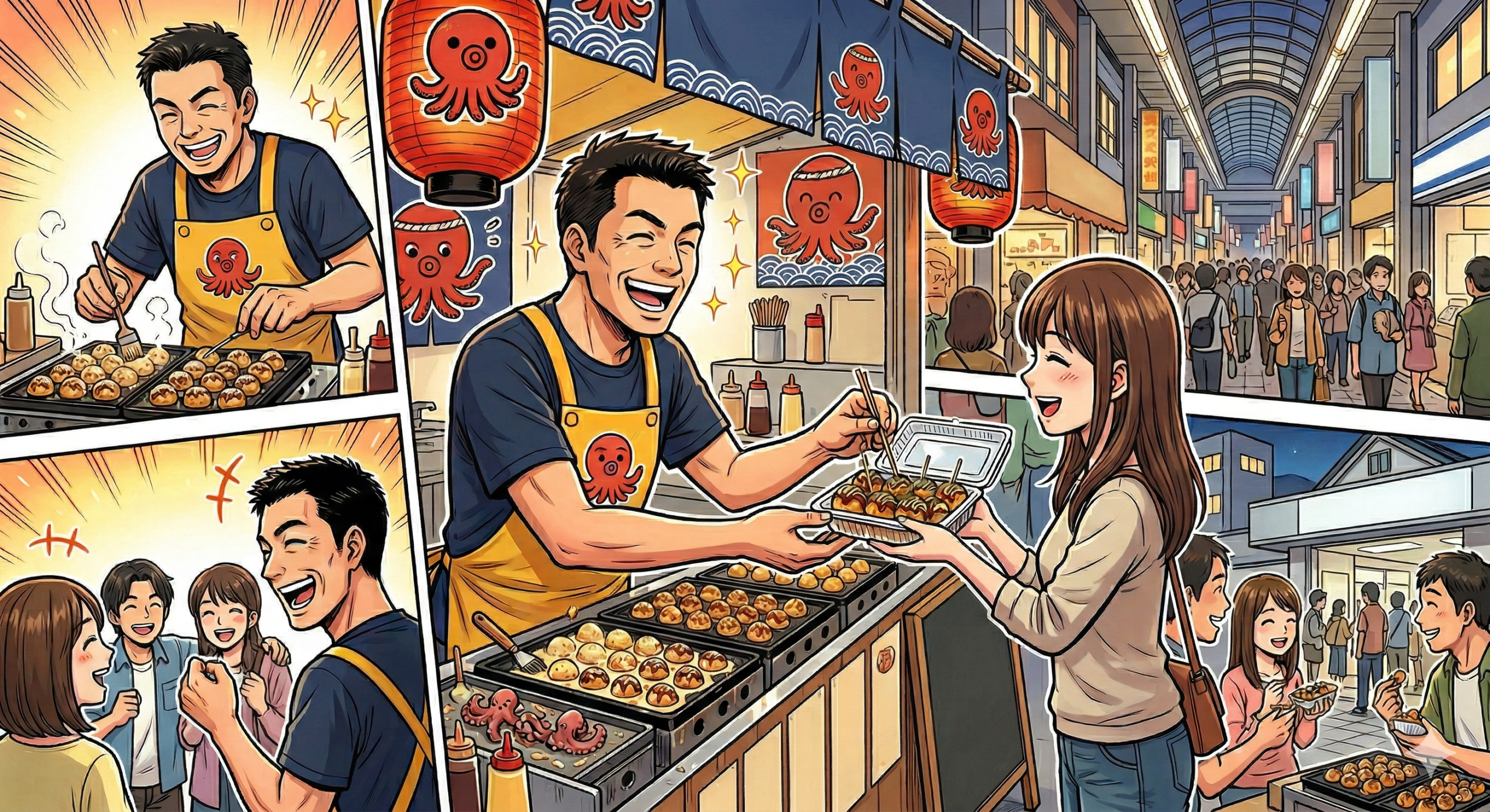 [出来立てのたこ焼き]